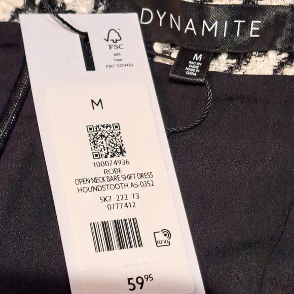 NWT new with tag open neck bare shift dress in a thick material houndstooth - Picture 6 of 10